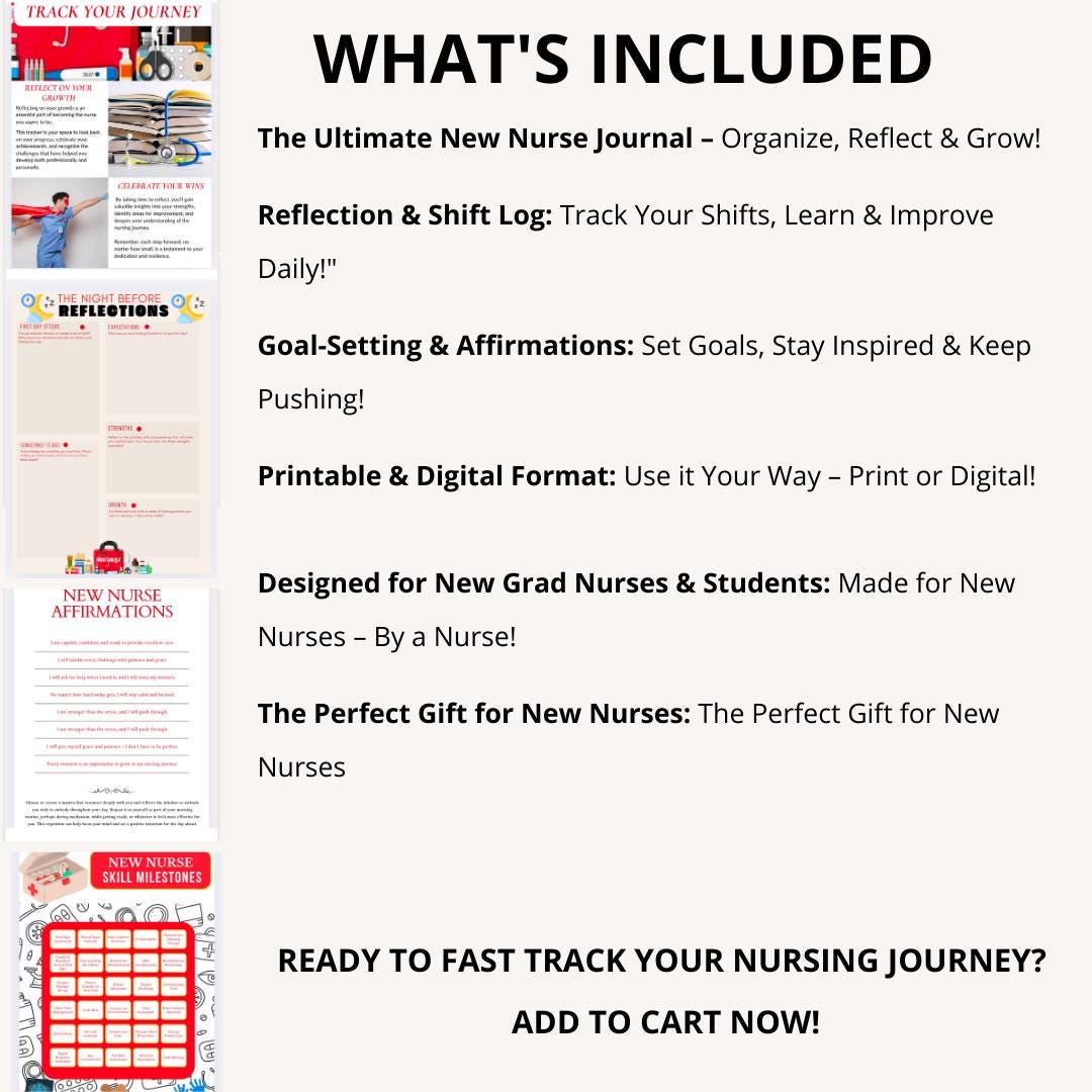 New Nurse Fast Track 90-Day Journal | Printable Nurse Planner | New Nurse Tracker| New Grad Nurse Reflection & Goal Setting