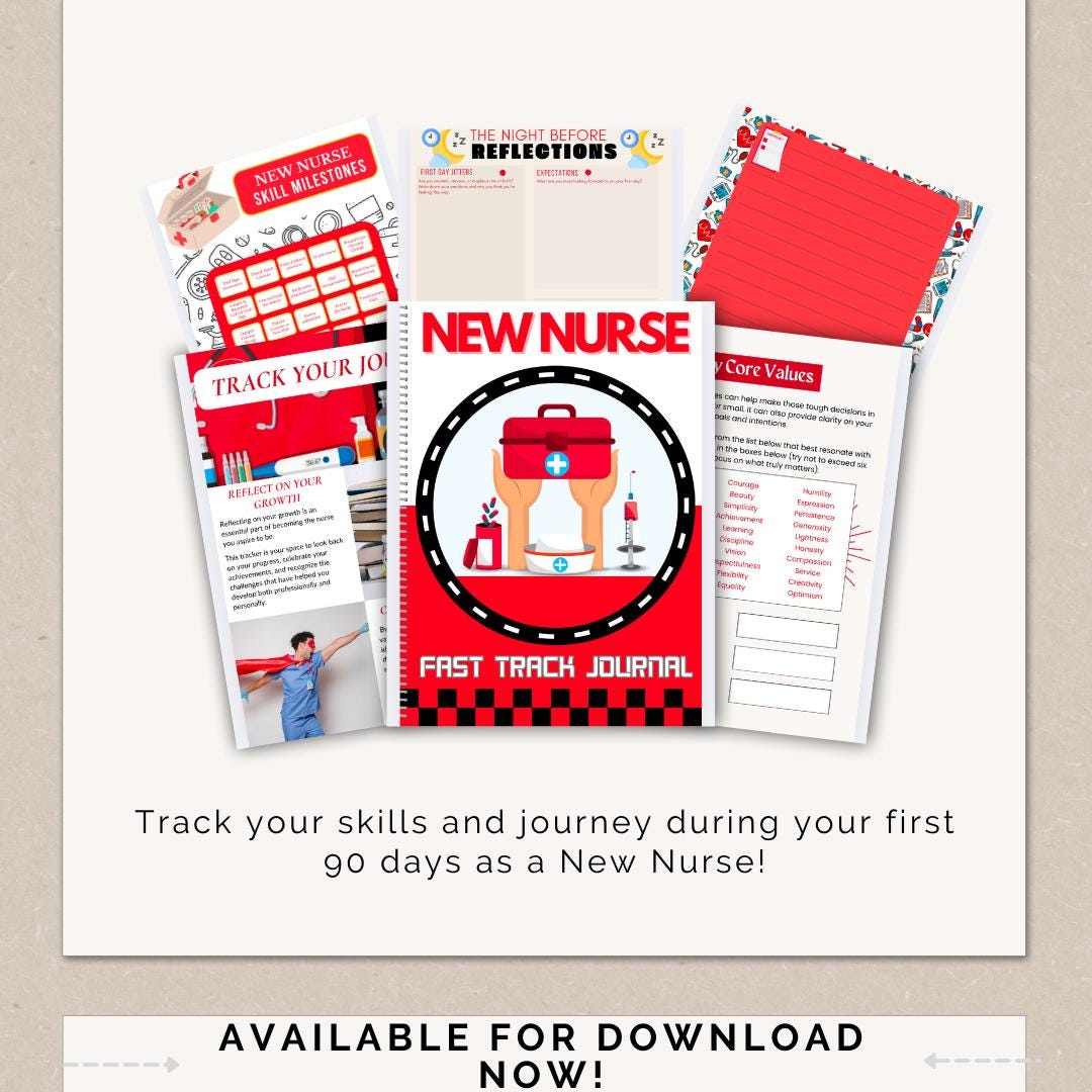 New Nurse Fast Track 90-Day Journal | Printable Nurse Planner | New Nurse Tracker| New Grad Nurse Reflection & Goal Setting