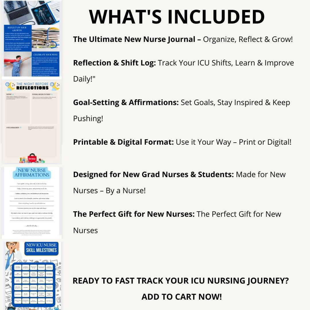 ICU Nurse Tracker Journal – Digital Download for Critical Care Nurses - Nurse Unlocked